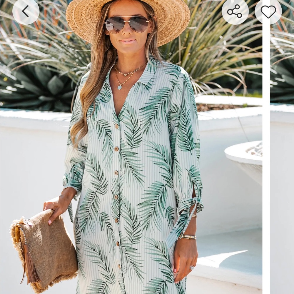 NWT CUPSHE Light Tropical Print Oversized T Shirt Dress